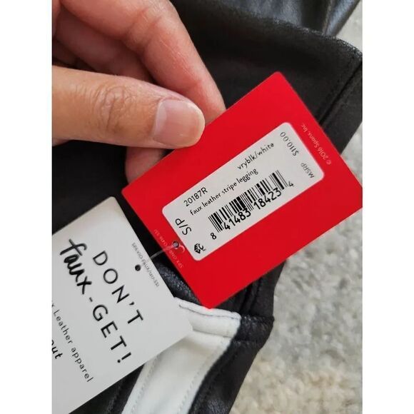 Spanx Faux Leather Side Stripe Leggings S/P NWT - Picture 11 of 11